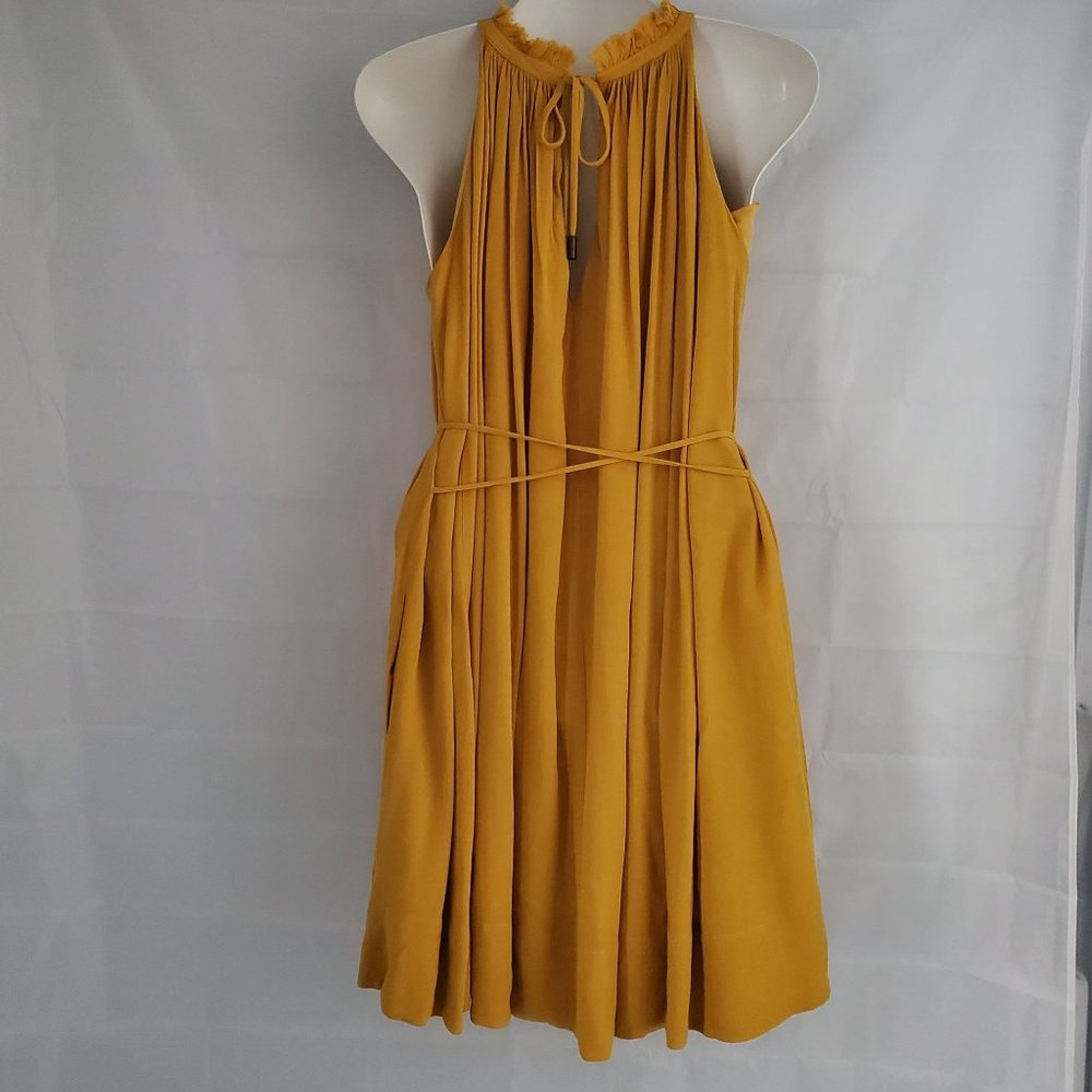 Banana Republic Women's Pleated Belted Shift Mini Getaway Halter Dress Size XS - Picture 5 of 12